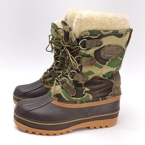 Vintage Field & Stream Camouflage Camo Winter Boots Men's‎ 7 Rain Snow  Canvas
